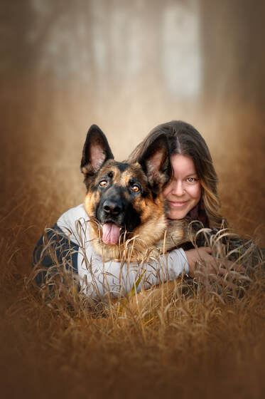 German Shepherd Dog and female owner